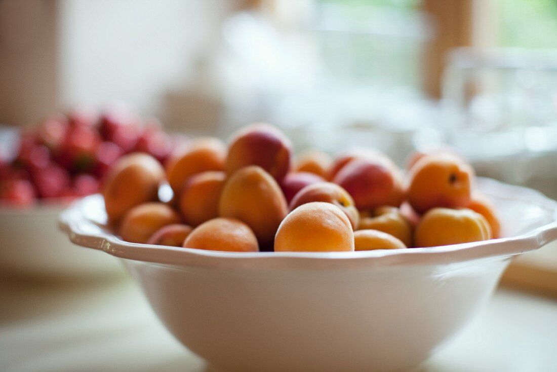 Frische Aprikosen in Schüssel