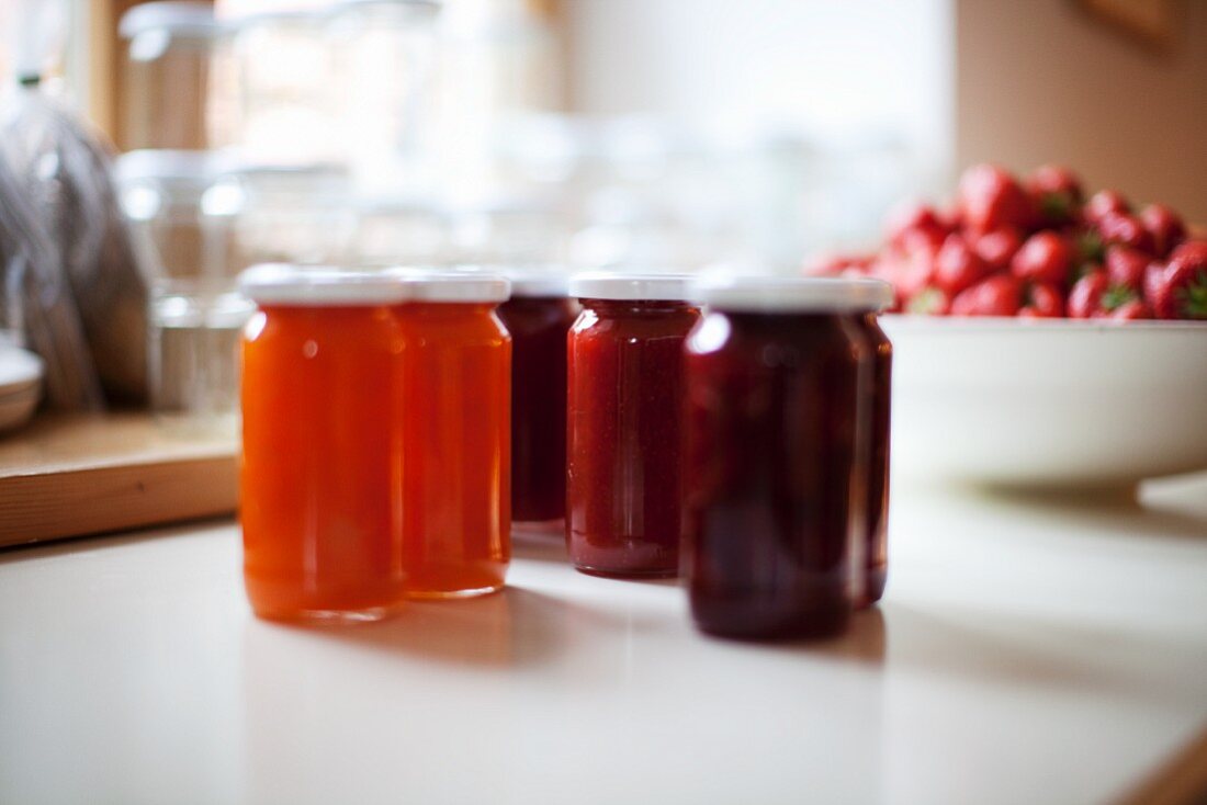 Jars of different jams