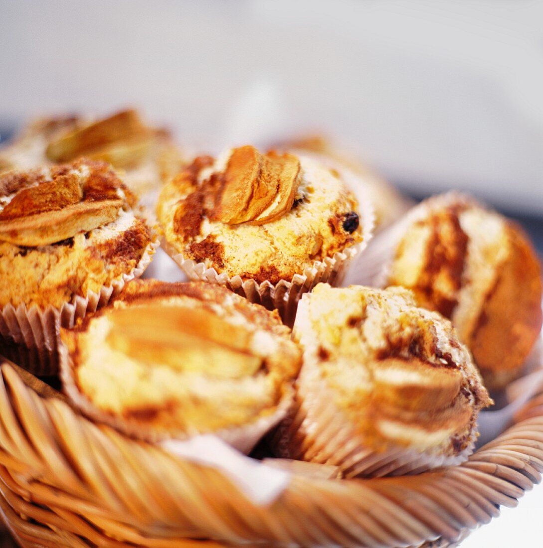 Sweet muffins in a bread basket