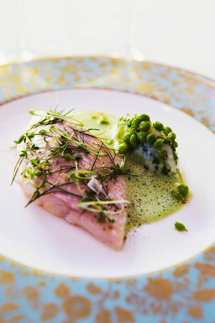 Salmon with herbs and peas