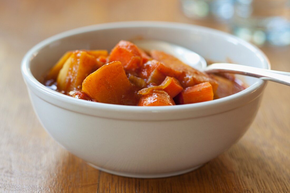 Bowl of Indian Stew Made with Root Vegetables