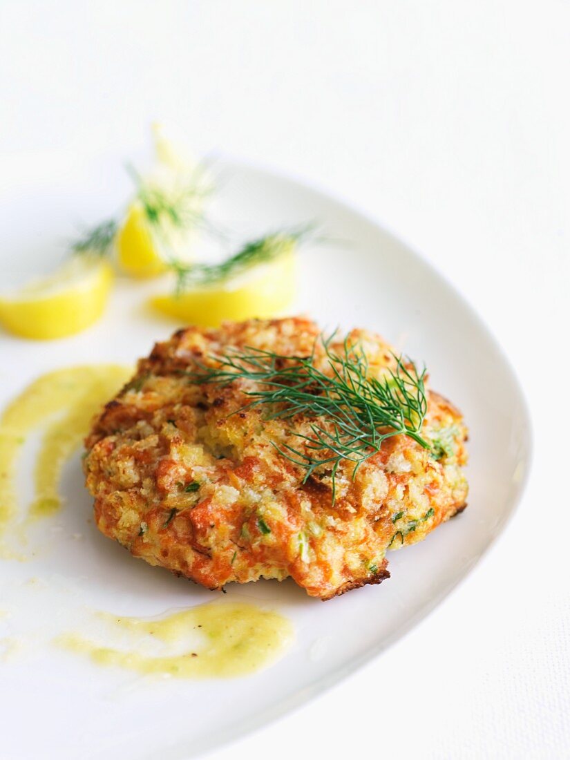 Baked Salmon Cake with Mustard Sauce