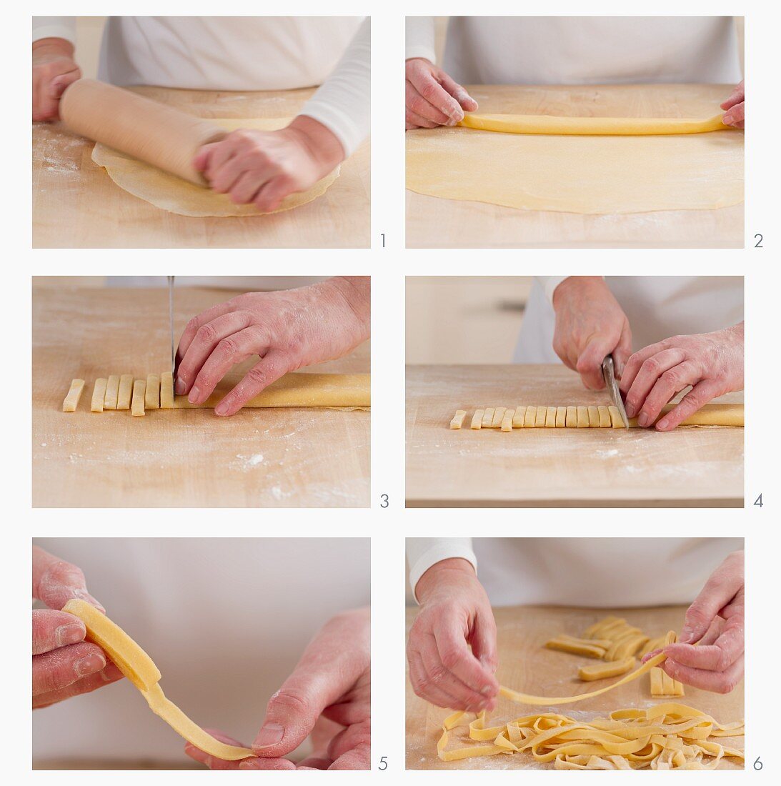 Cutting tagliatelle by hand