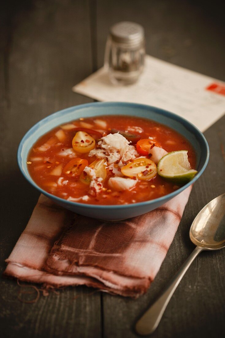 Bowl of Tomato Soup with Crab