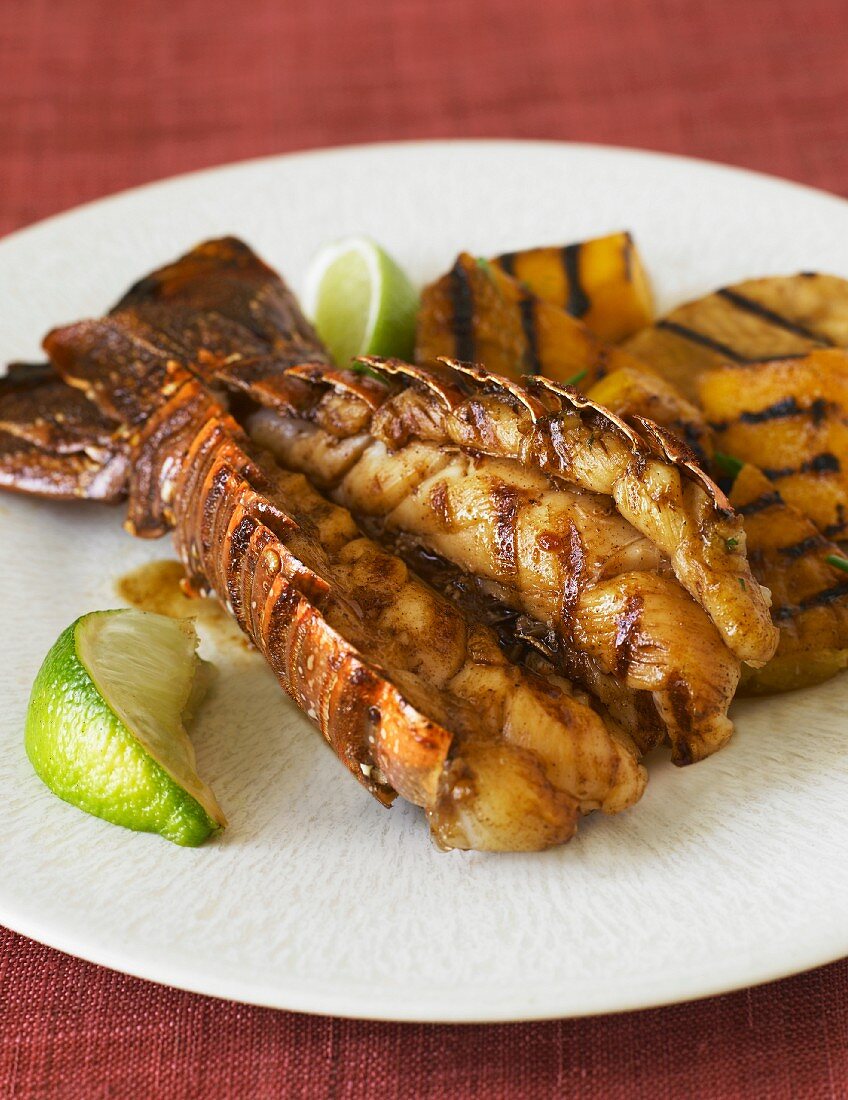 Grilled Lobster Tail with Lime Wedge