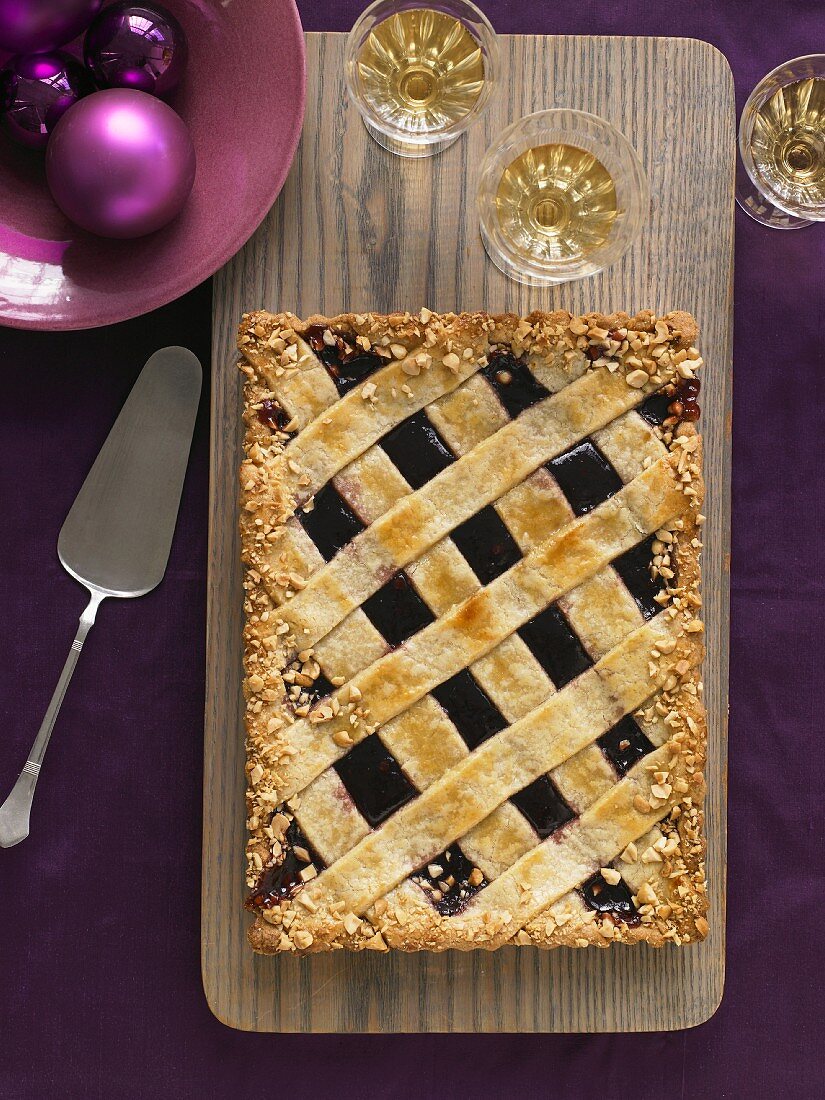 Blackberry Tart with a Lattice Top; From Above