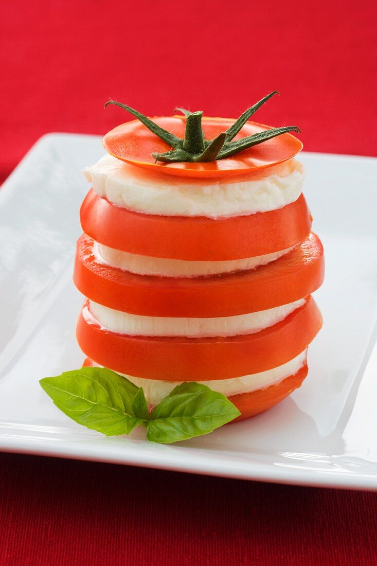 Tomato and mozzarella tower