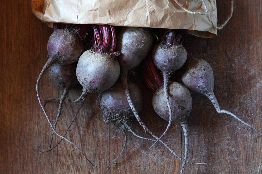 Beetroot in paper bag