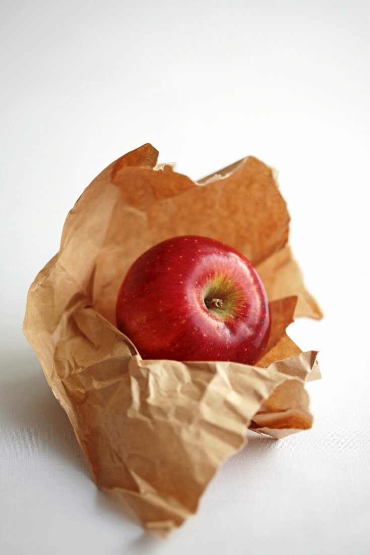 A red apple on a piece of paper
