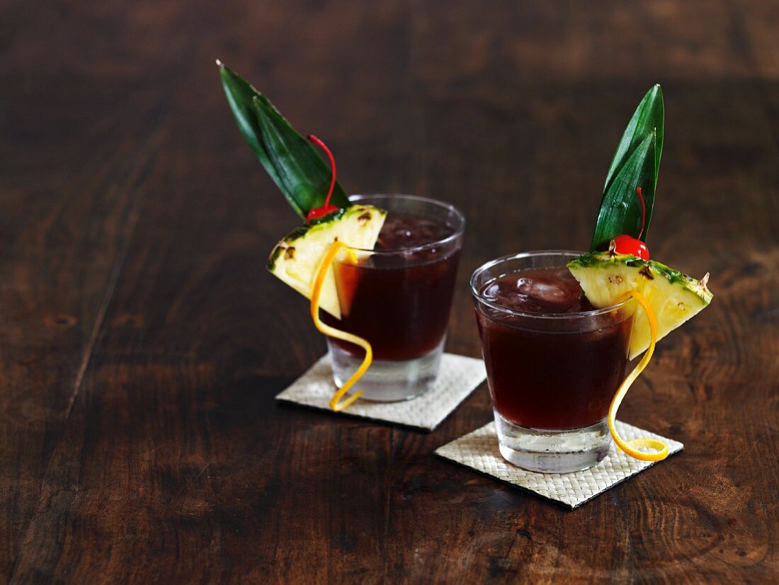 Two Mai Tai cocktails