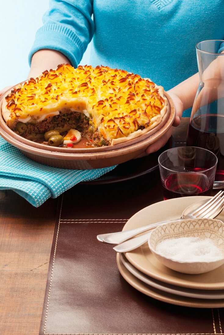 Argentine minced meat bake topped with mashed potatoes