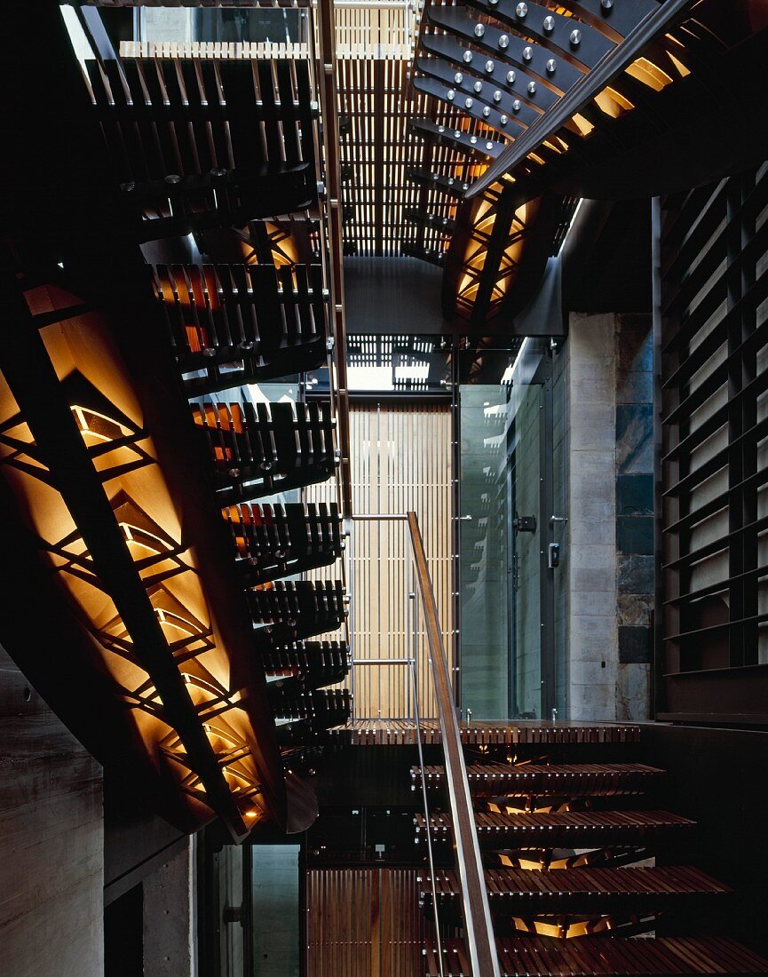 Stairwell in wood and metal