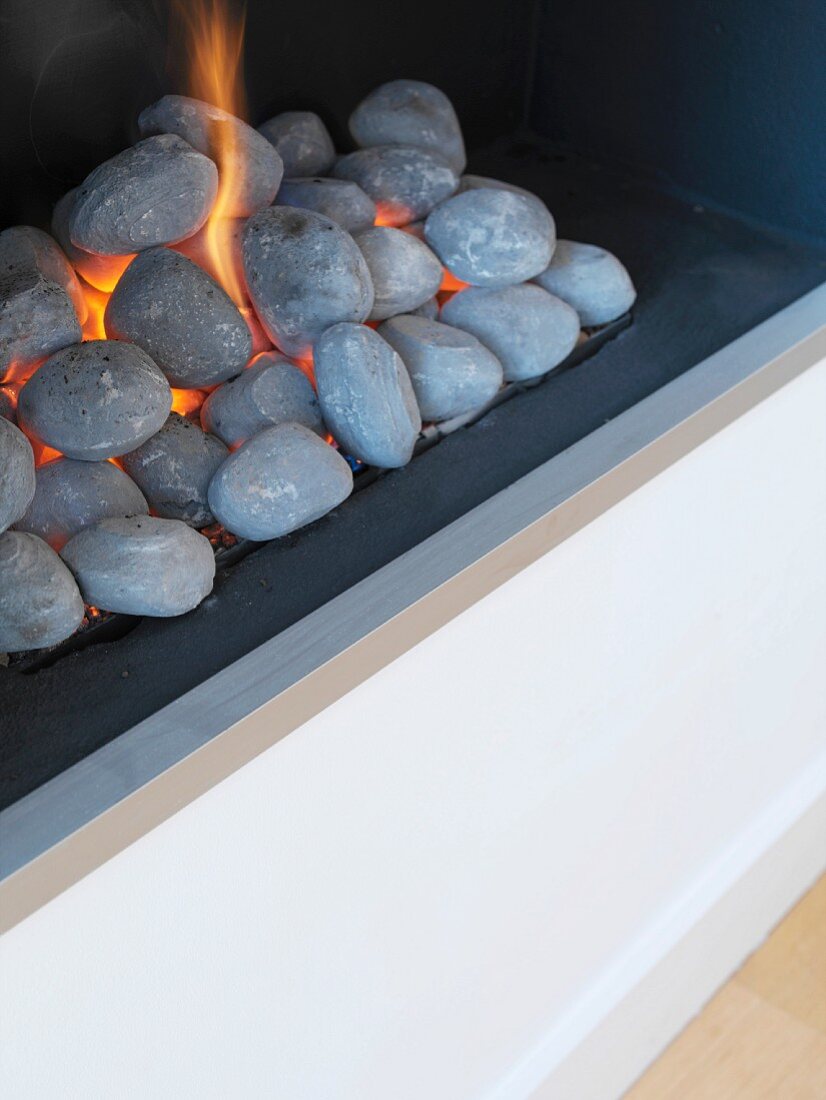 Stones in fireplace