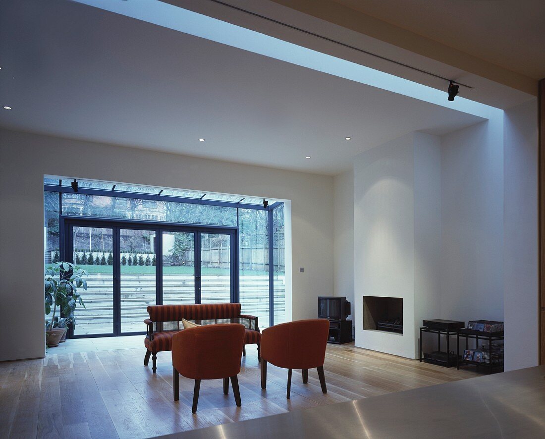 Living room with view of terrace