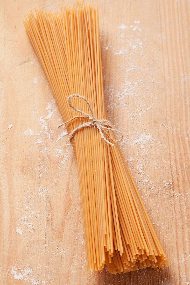 A bunch of wholemeal spaghetti