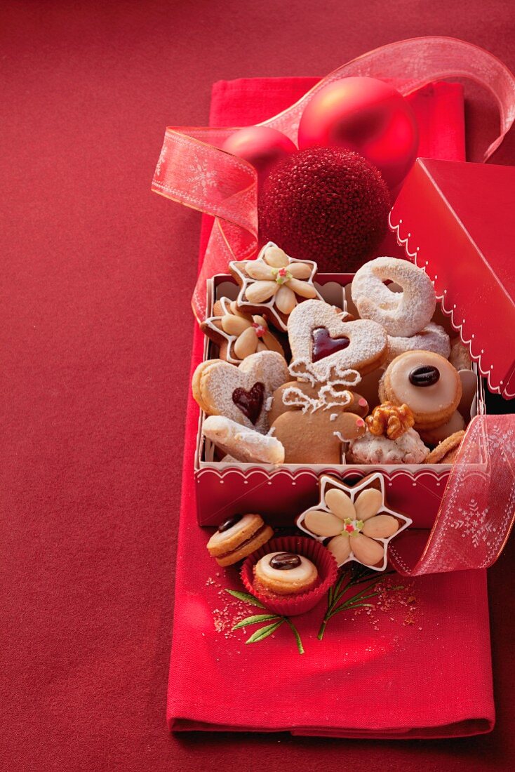 Various biscuits in a red box