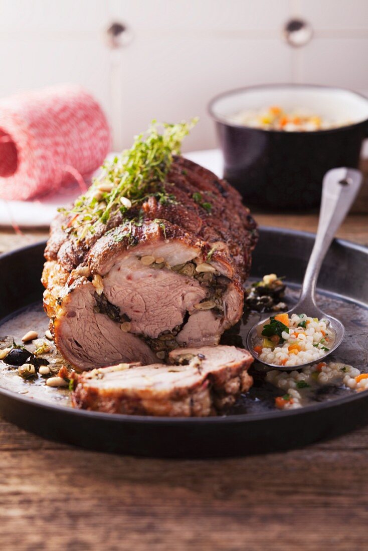 Veal roulade with barley risotto
