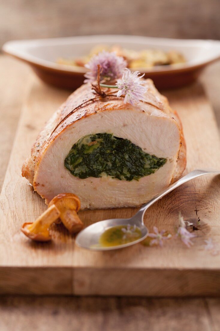 Turkey breast stuffed with spinach and cream cheese