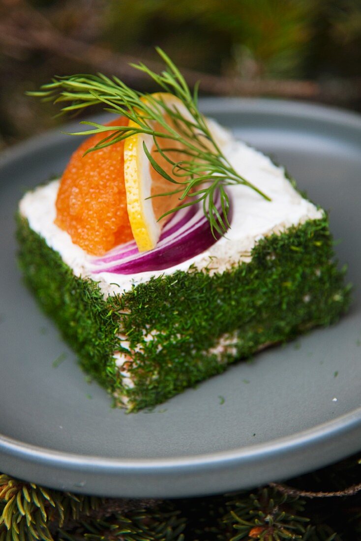 Cream cheese and salmon terrine with lumpfish caviar