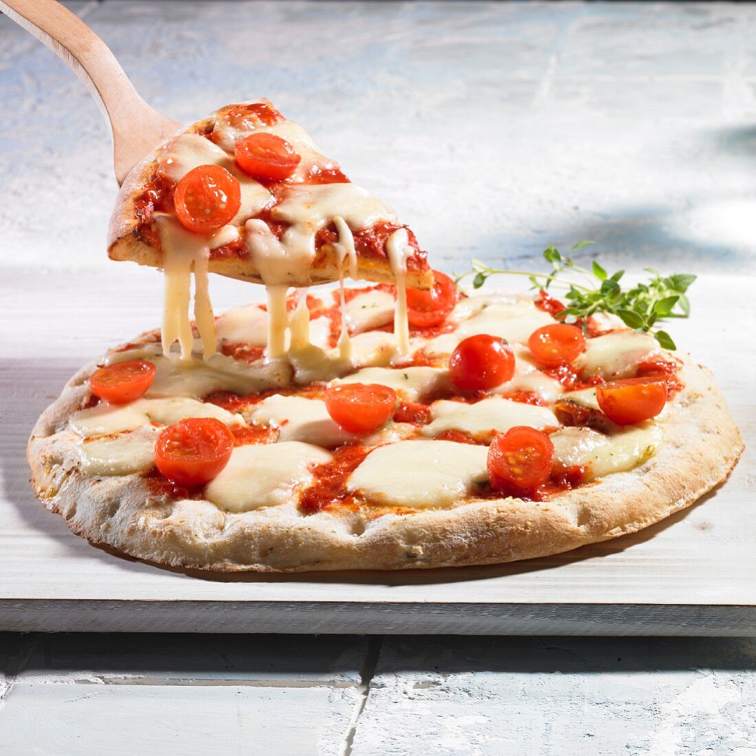 Pizza Margherita with tomato and mozzarella