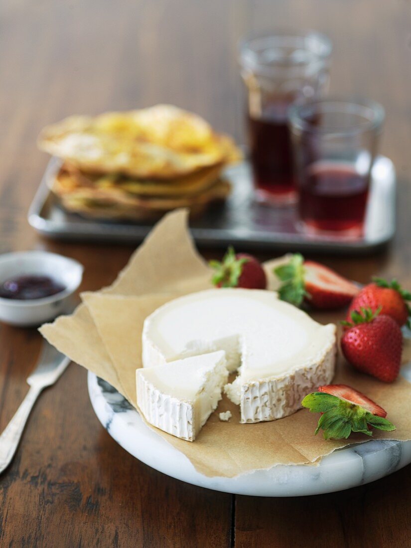 Goat Cheese with Strawberries and Spiced Flat Bread