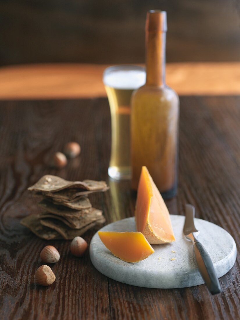 Hard French Mimolette Cheese with Beer