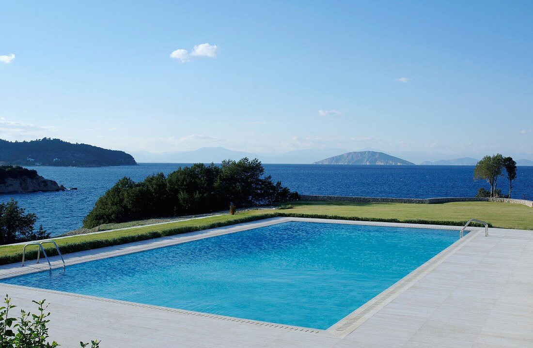 View of sea from swimming pool