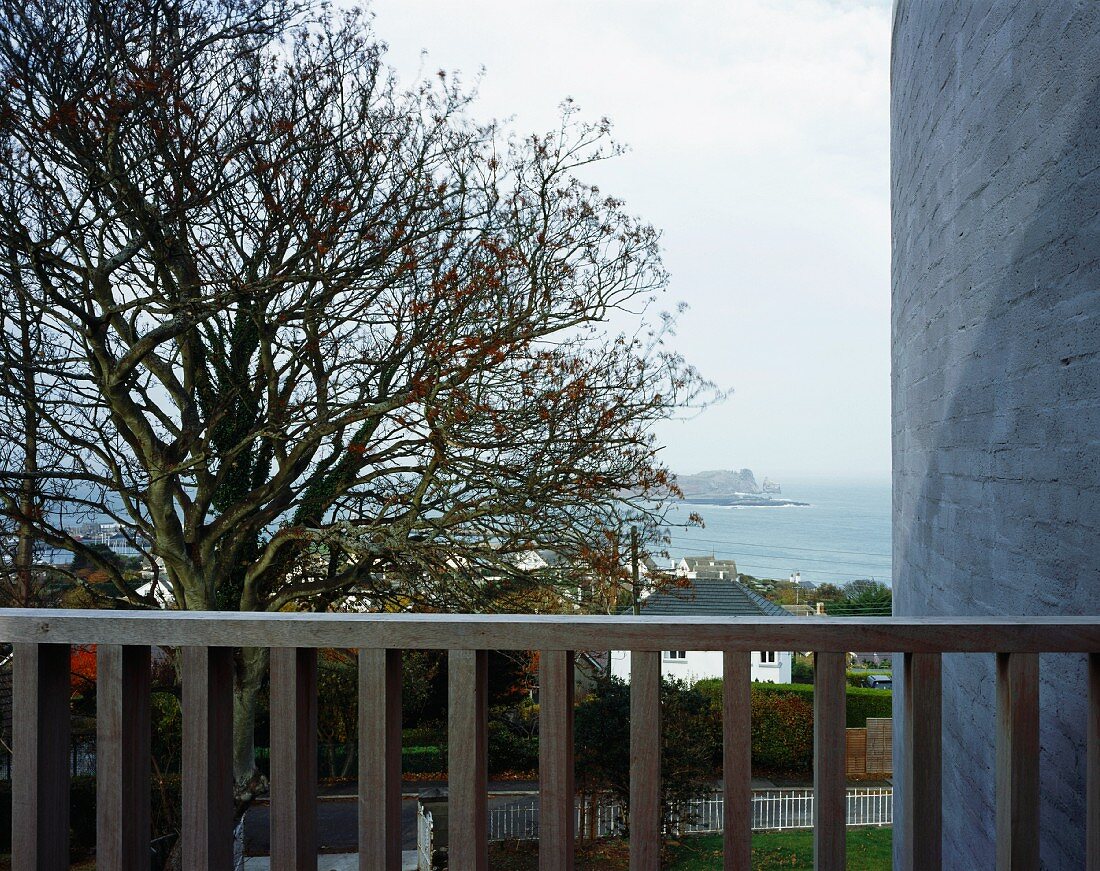 View of garden and harbour from balcony