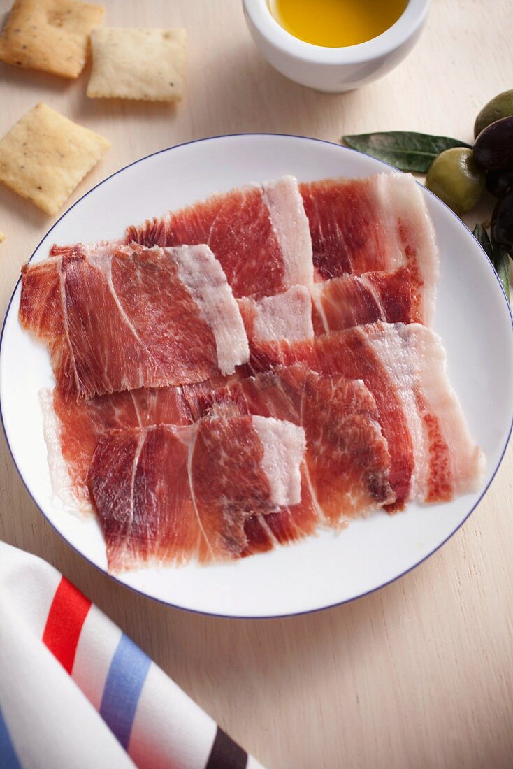 Slices of serrano ham