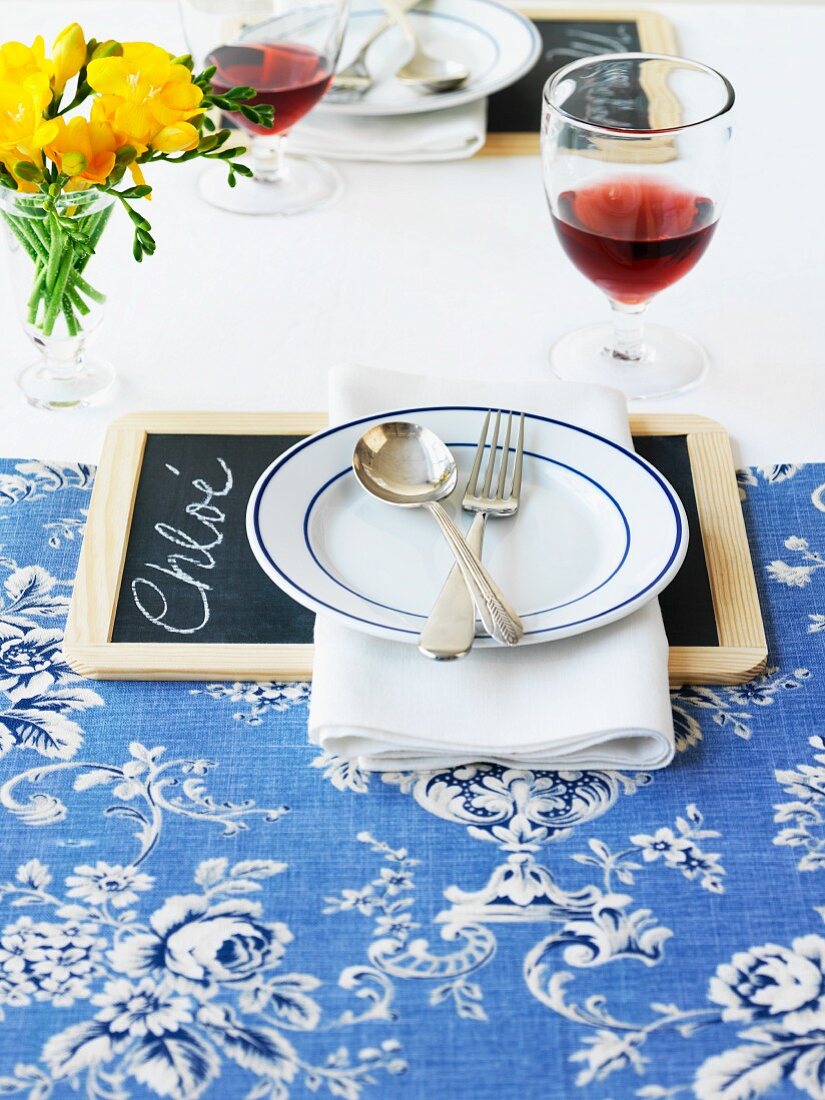 A slate used as part of a place setting