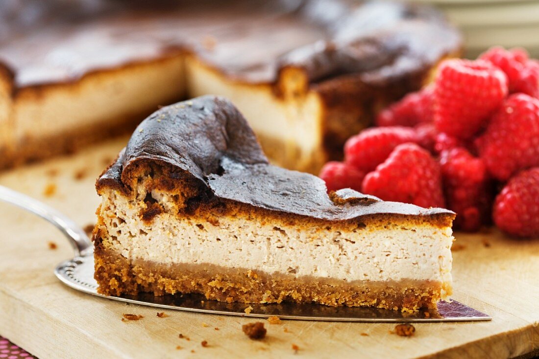 Käsekuchen mit Himbeeren