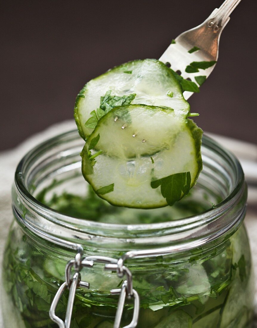 Pickles with parsley