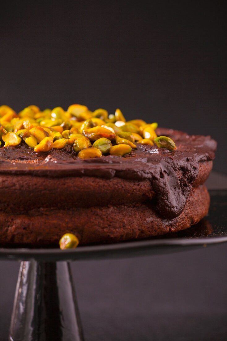 Chocolate cake with pistachios