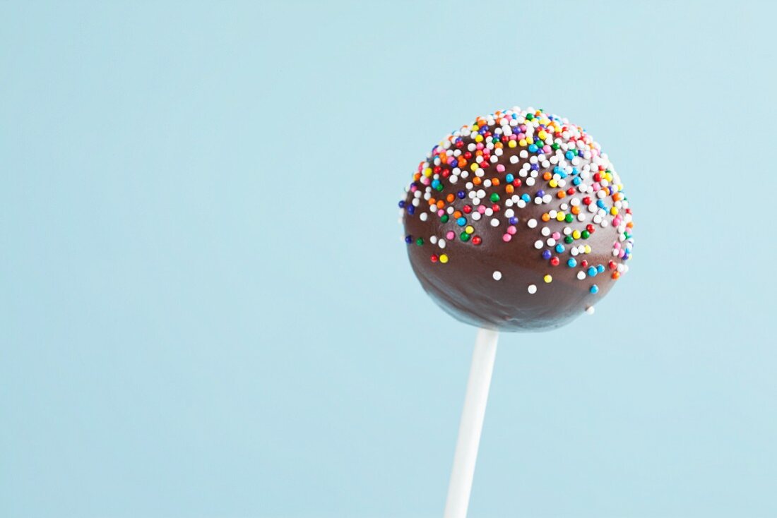 Chocolate Frosted Cake Ball with Colored Sprinkles