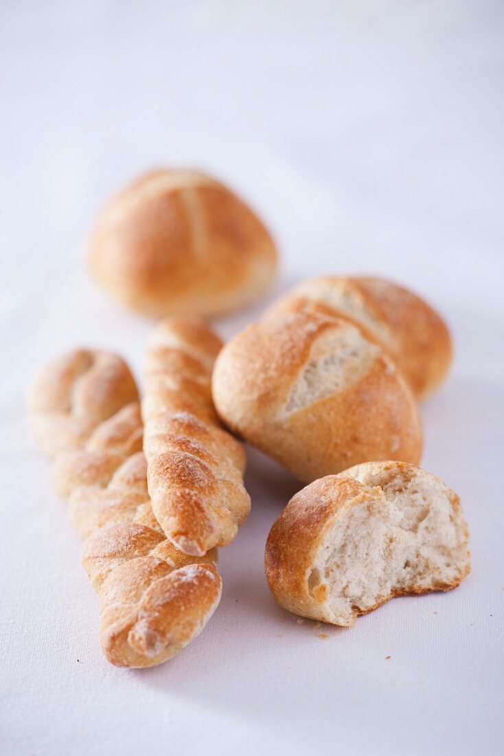 Bread rolls and plaited bread