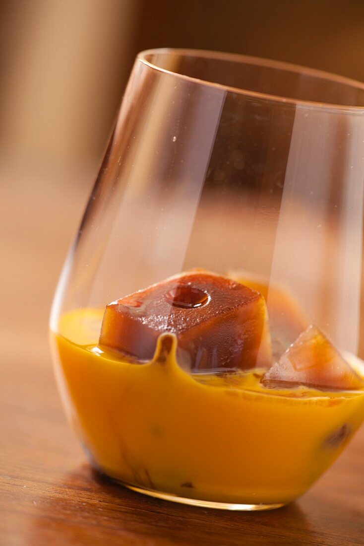 Iced coffee with egg liqueur