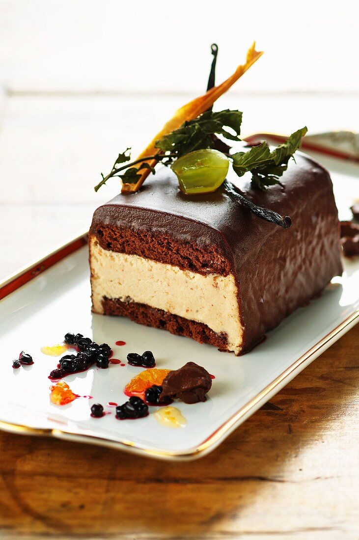 Chestnut cake with glazed with chocolate