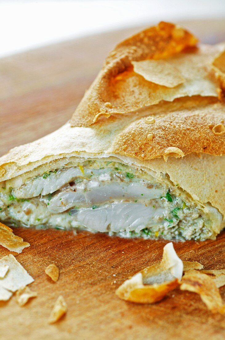 Trout strudel with ricotta