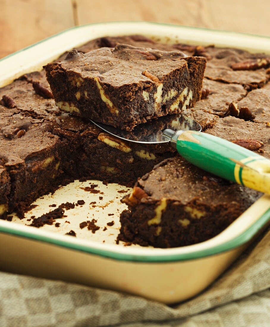 Pecan Brownies, Each Topped with One Whole Pecan