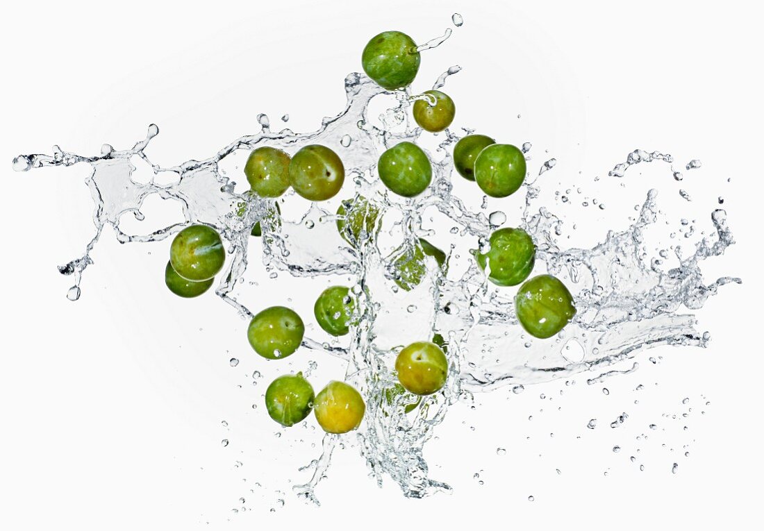Mirabelles with a water splash