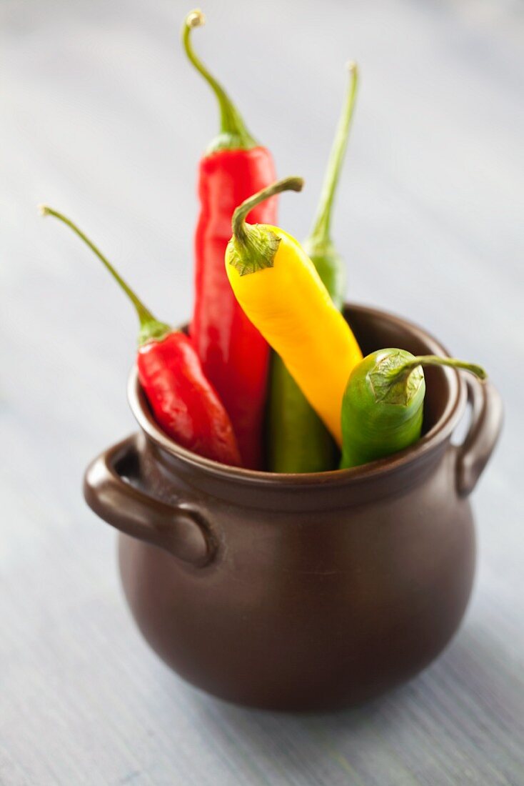 Red, yellow and green chilli peppers