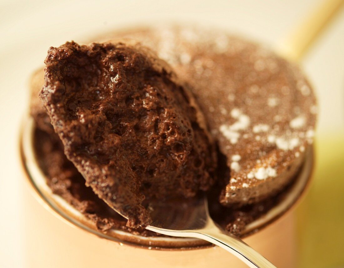 Chocolate souffle (close-up)