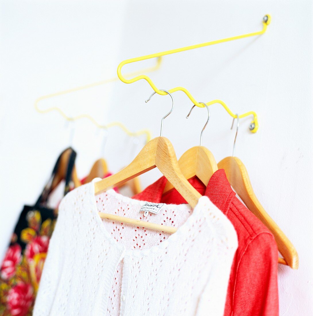 Woman's clothing on coathangers