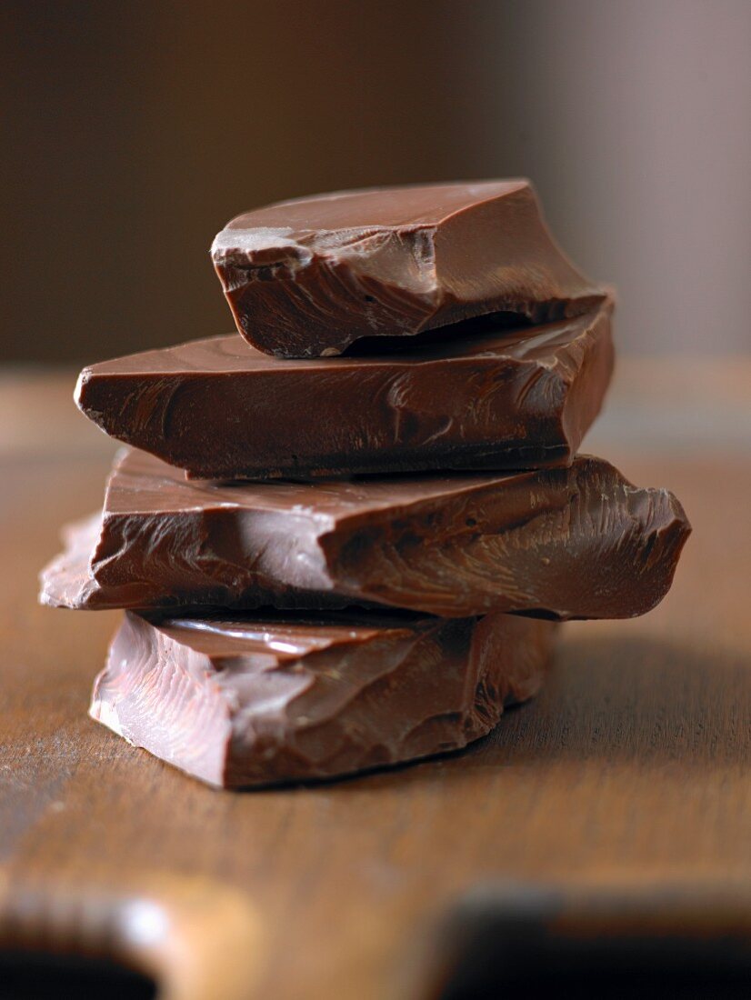 Pieces of chocolate, stacked