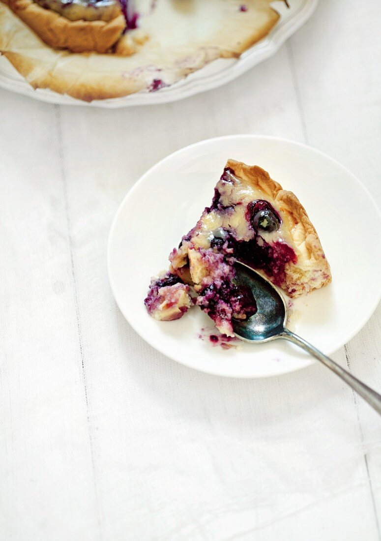 A piece of blueberry lemon cake