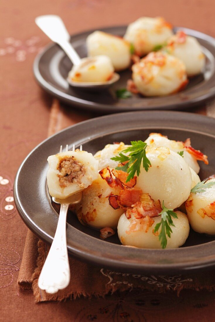 Potato dumplings filled with meat