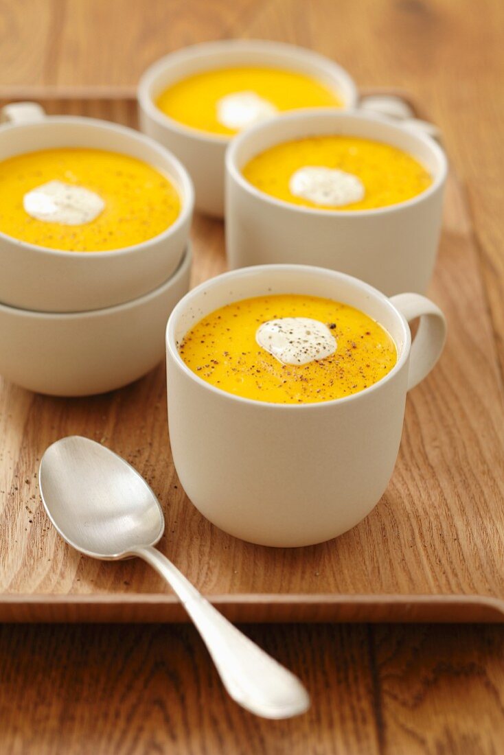 Pumpkin soup with sour cream