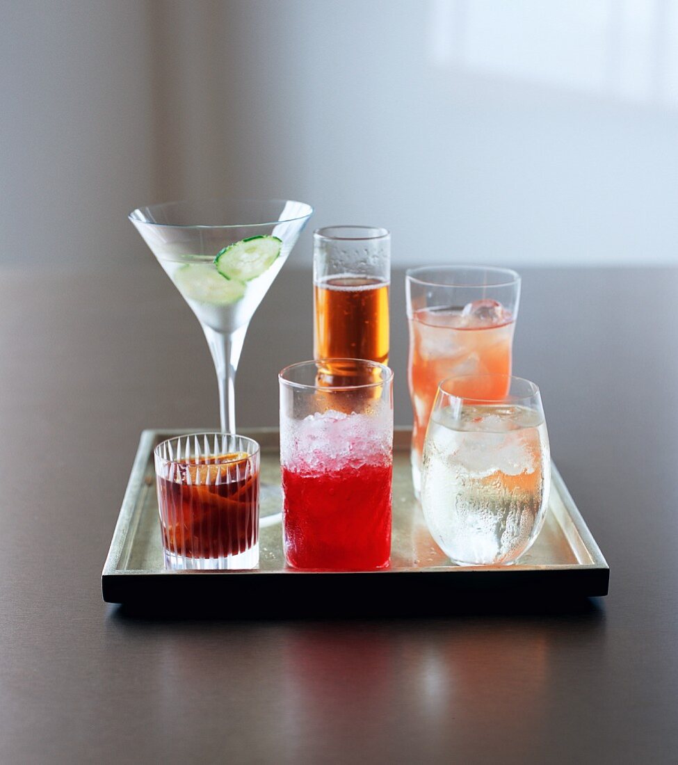 Party drinks on a tray