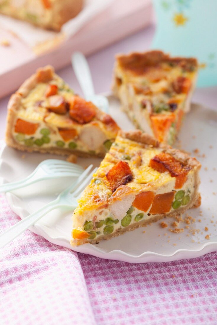 Gemüse-Hähnchen-Quiche