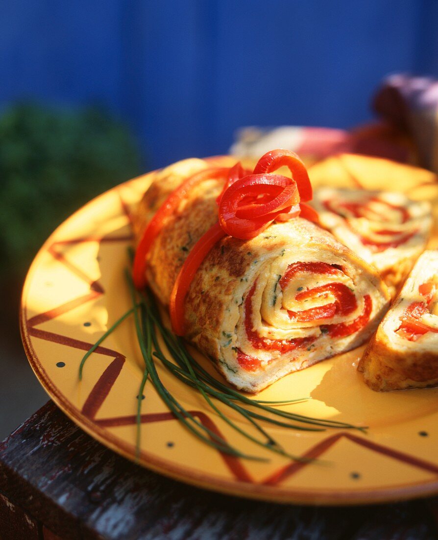 Omelet with red pepper